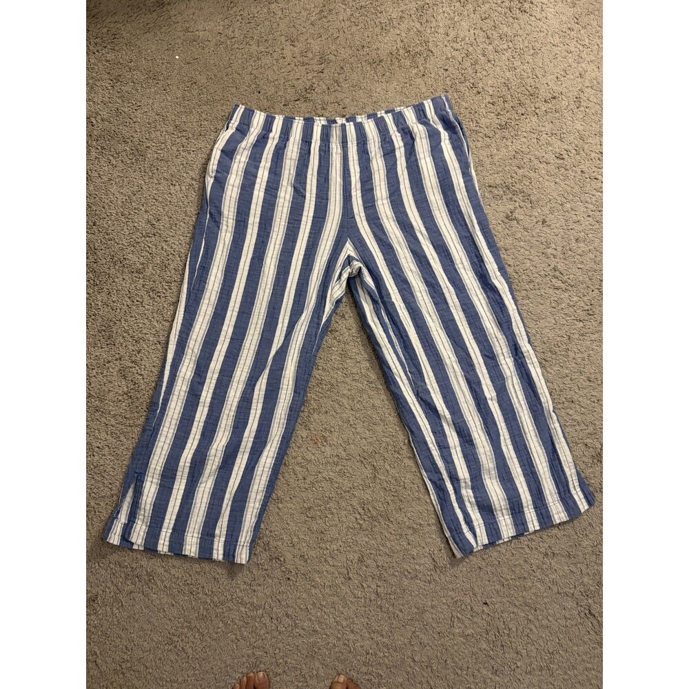 Old Navy Womens Pull On Wide Leg Pants Sz 2X Striped Nautical Beachy Resort